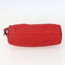 PRADA Accessory Pouch Nylon Red Gold Auth 159460-5