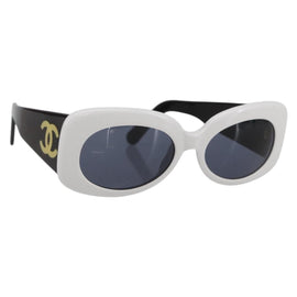 CHANEL Sunglasses plastic White CC Auth 159462