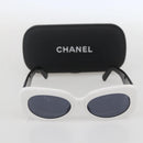 CHANEL Sunglasses plastic White CC Auth 159462-11