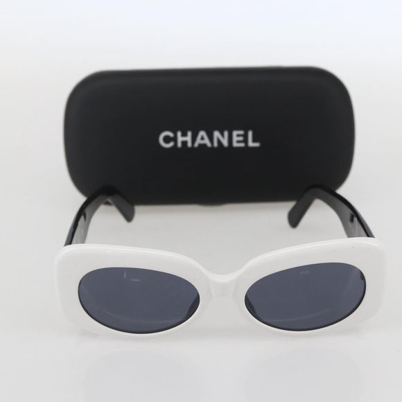 CHANEL Sunglasses plastic White CC Auth 159462