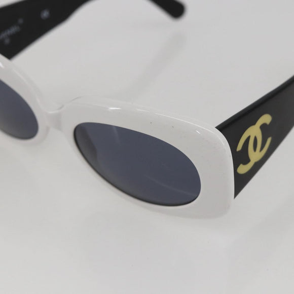 CHANEL Sunglasses plastic White CC Auth 159462