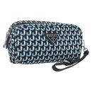 PRADA Pouch Nylon Blue Silver Auth 159464-1