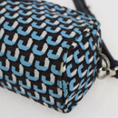 PRADA Pouch Nylon Blue Silver Auth 159464-10