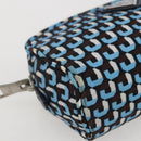 PRADA Pouch Nylon Blue Silver Auth 159464-11