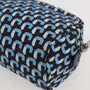 PRADA Pouch Nylon Blue Silver Auth 159464-12