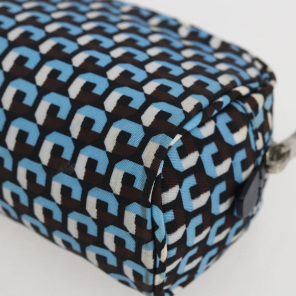 PRADA Pouch Nylon Blue Silver Auth 159464