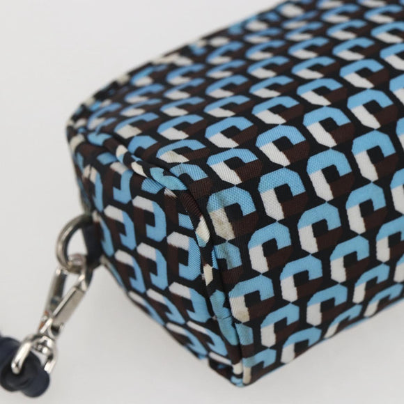 PRADA Pouch Nylon Blue Silver Auth 159464