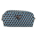 PRADA Pouch Nylon Blue Silver Auth 159464-2