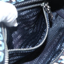 PRADA Pouch Nylon Blue Silver Auth 159464-21