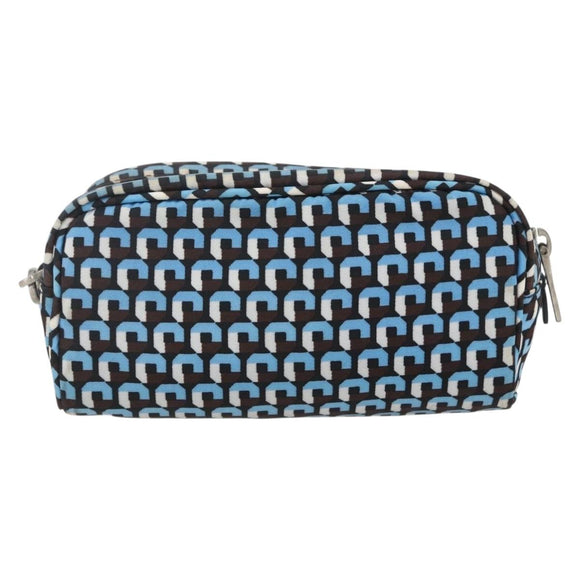 PRADA Pouch Nylon Blue Silver Auth 159464