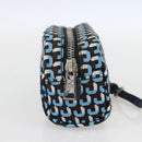 PRADA Pouch Nylon Blue Silver Auth 159464-4
