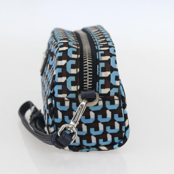 PRADA Pouch Nylon Blue Silver Auth 159464