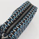 PRADA Pouch Nylon Blue Silver Auth 159464-6