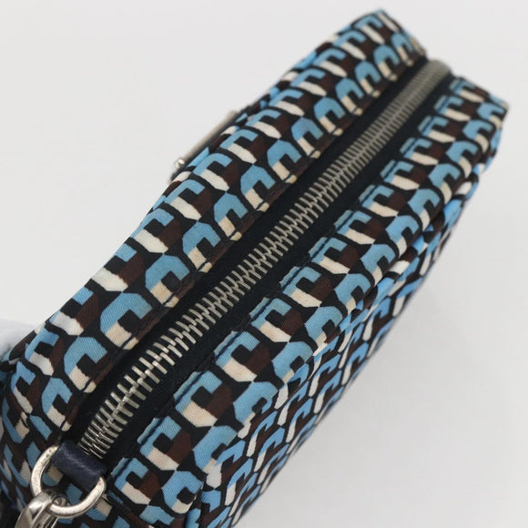 PRADA Pouch Nylon Blue Silver Auth 159464