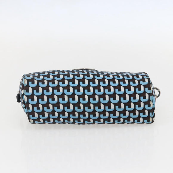 PRADA Pouch Nylon Blue Silver Auth 159464