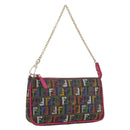 FENDI Zucchino Canvas Accessory Pouch Multicolor Gold Auth 159466V-1