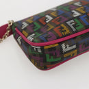 FENDI Zucchino Canvas Accessory Pouch Multicolor Gold Auth 159466V-17