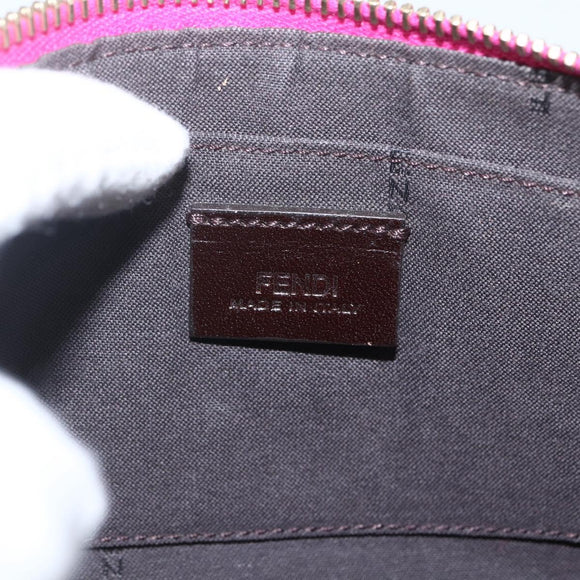 FENDI Zucchino Canvas Accessory Pouch Multicolor Gold Auth 159466V