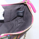 FENDI Zucchino Canvas Accessory Pouch Multicolor Gold Auth 159466V-19