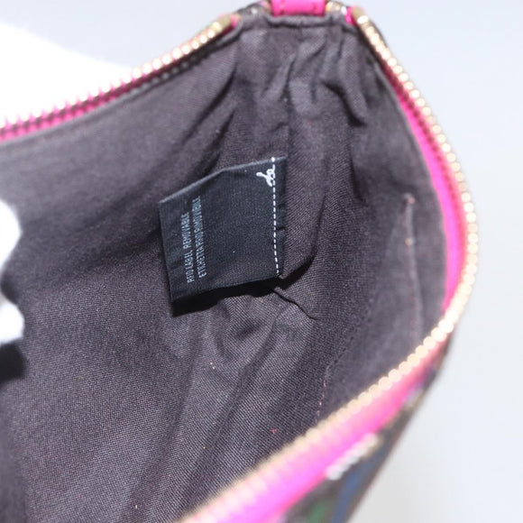 FENDI Zucchino Canvas Accessory Pouch Multicolor Gold Auth 159466V