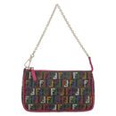FENDI Zucchino Canvas Accessory Pouch Multicolor Gold Auth 159466V-13
