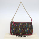 FENDI Zucchino Canvas Accessoire-Tasche Mehrfarbig Gold Auth 159466V-12