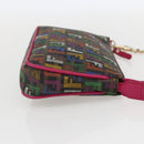 FENDI Zucchino Canvas Accessory Pouch Multicolor Gold Auth 159466V-4