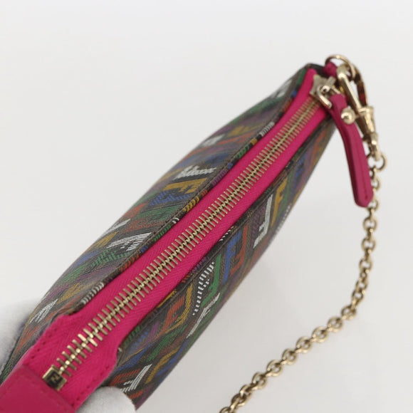 FENDI Zucchino Canvas Accessory Pouch Multicolor Gold Auth 159466V