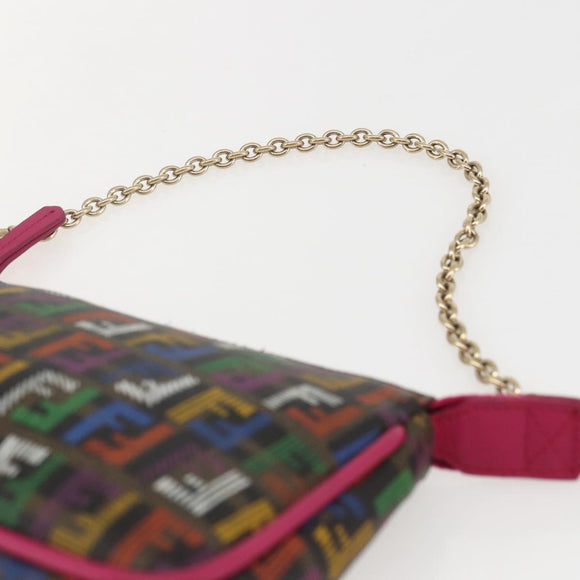 FENDI Zucchino Canvas Accessory Pouch Multicolor Gold Auth 159466V