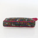 FENDI Zucchino Canvas Accessory Pouch Multicolor Gold Auth 159466V-5