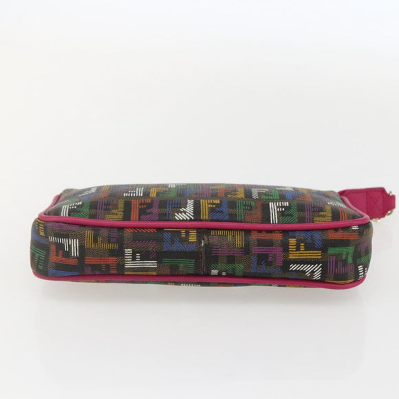 FENDI Zucchino Canvas Accessory Pouch Multicolor Gold Auth 159466V