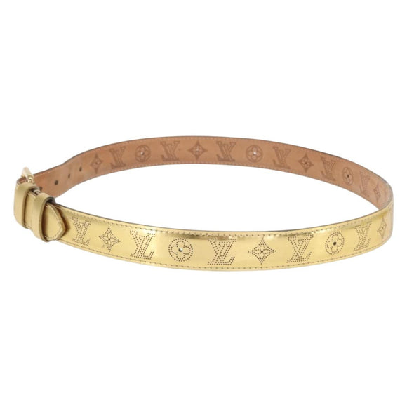 LOUIS VUITTON Monogram Mahina Ceinture Belt 42.5"" Gold M9614W LV Auth 159469