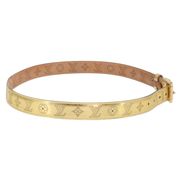LOUIS VUITTON Monogram Mahina Ceinture Belt 42.5"" Gold M9614W LV Auth 159469