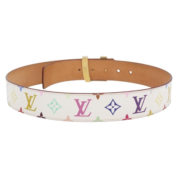 LOUIS VUITTON Multicolor Ceinture LV Printed Initials Studs M6909 Auth 159470V
