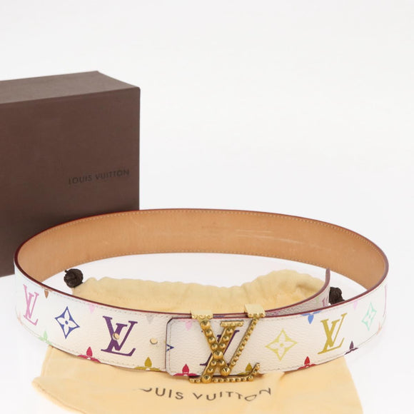 LOUIS VUITTON Multicolor Ceinture LV Printed Initials Studs M6909 Auth 159470V