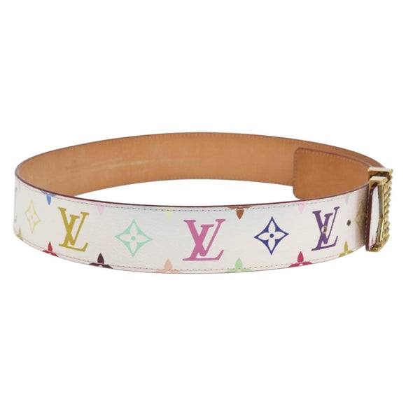 LOUIS VUITTON Multicolor Ceinture LV Printed Initials Studs M6909 Auth 159470V