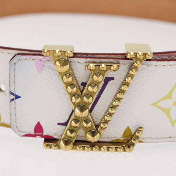 LOUIS VUITTON Multicolor Ceinture LV Printed Initials Studs M6909 Auth 159470V