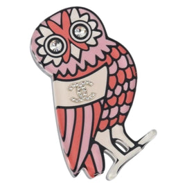 CHANEL Owl Brooch metal Pink CC Auth 159495V