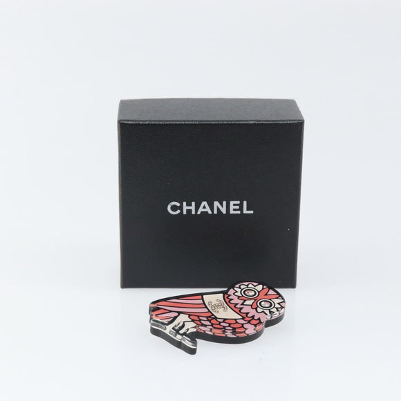 CHANEL Owl Brooch metal Pink CC Auth 159495V