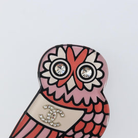 CHANEL Owl Brooch metal Pink CC Auth 159495V - 0