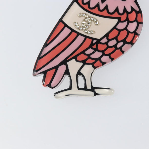 CHANEL Owl Brooch metal Pink CC Auth 159495V