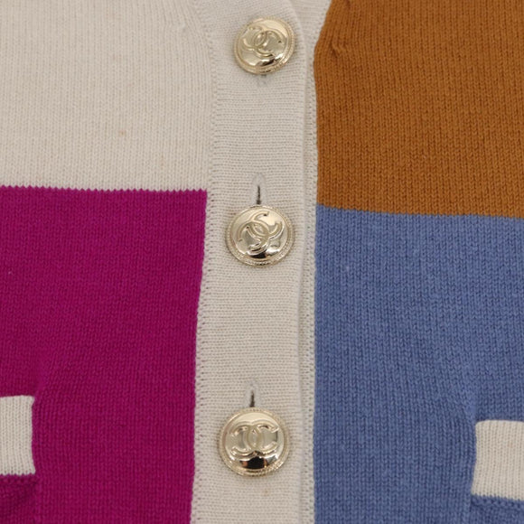 CHANEL COCO Button Cardigan Cashmere Multicolor CC Auth 159498M