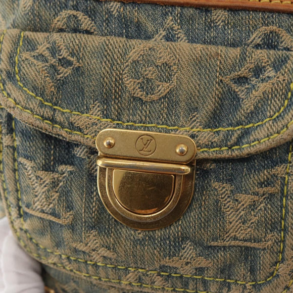 LOUIS VUITTON Monogram Denim Buggy PM Shoulder Bag Blue M95049 LV Auth 159565
