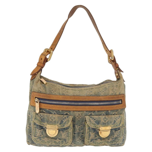 LOUIS VUITTON Monogram Denim Buggy PM Shoulder Bag Blue M95049 LV Auth 159565