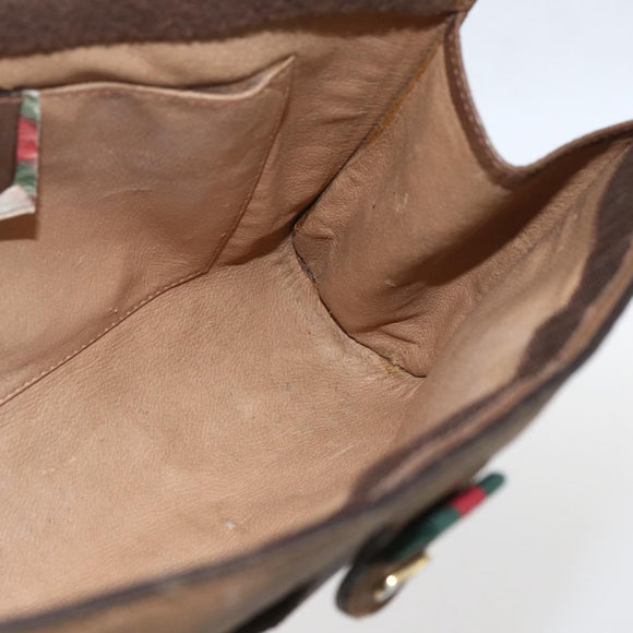 GUCCI GG Supreme Web Sherry Line Clutch Bag PVC Red Beige 89 01 033 Auth 159573