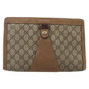 GUCCI GG Supreme Web Sherry Line Clutch Bag PVC Red Beige 89 01 033 Auth 159573-2