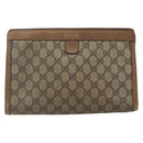 GUCCI GG Supreme Web Sherry Line Clutch Bag PVC Red Beige 89 01 033 Auth 159573-3