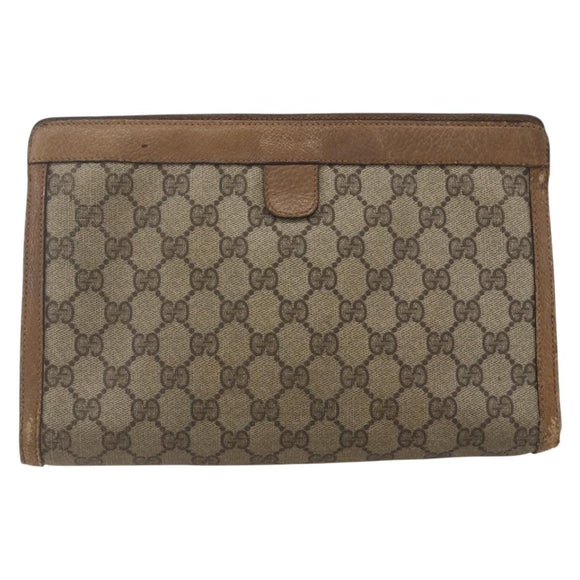 GUCCI GG Supreme Web Sherry Line Clutch Bag PVC Red Beige 89 01 033 Auth 159573