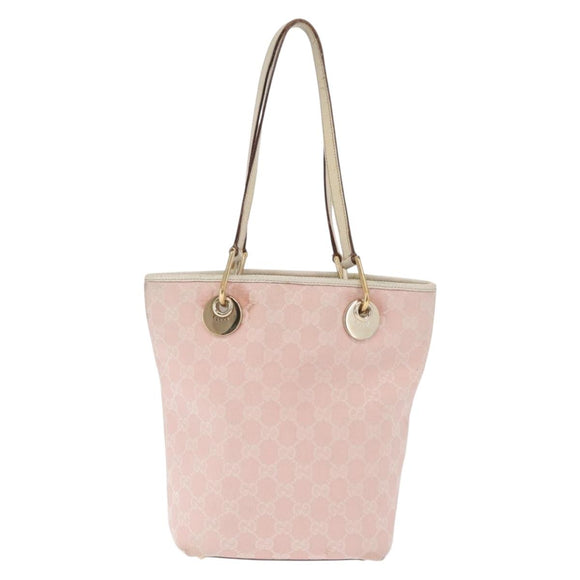GUCCI GG Canvas Tote Bag Pink Gold 120840 Auth 159575