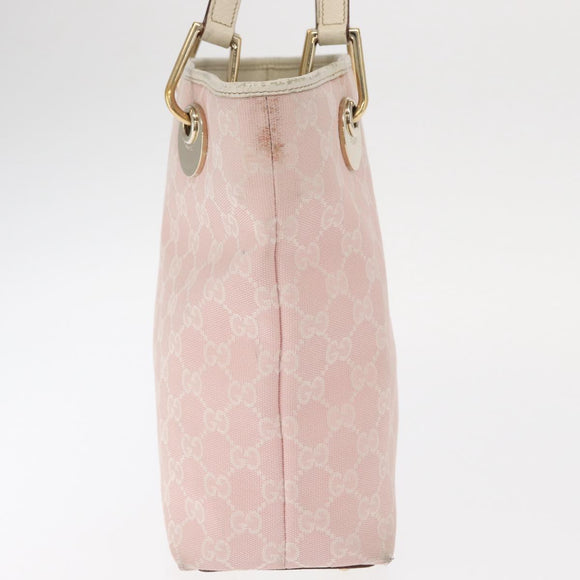 GUCCI GG Canvas Tote Bag Pink Gold 120840 Auth 159575